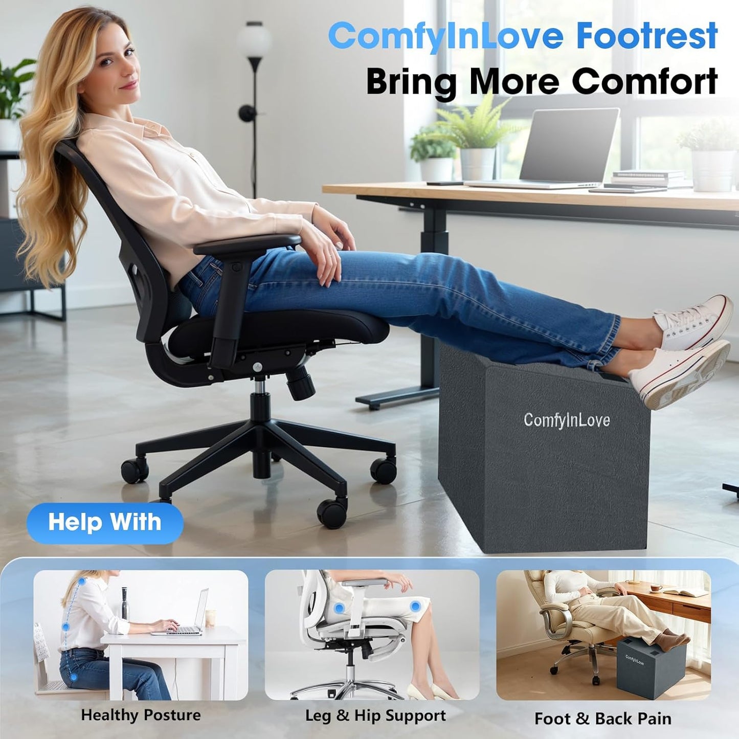 Foot Rest for Under Desk with 3 Heights