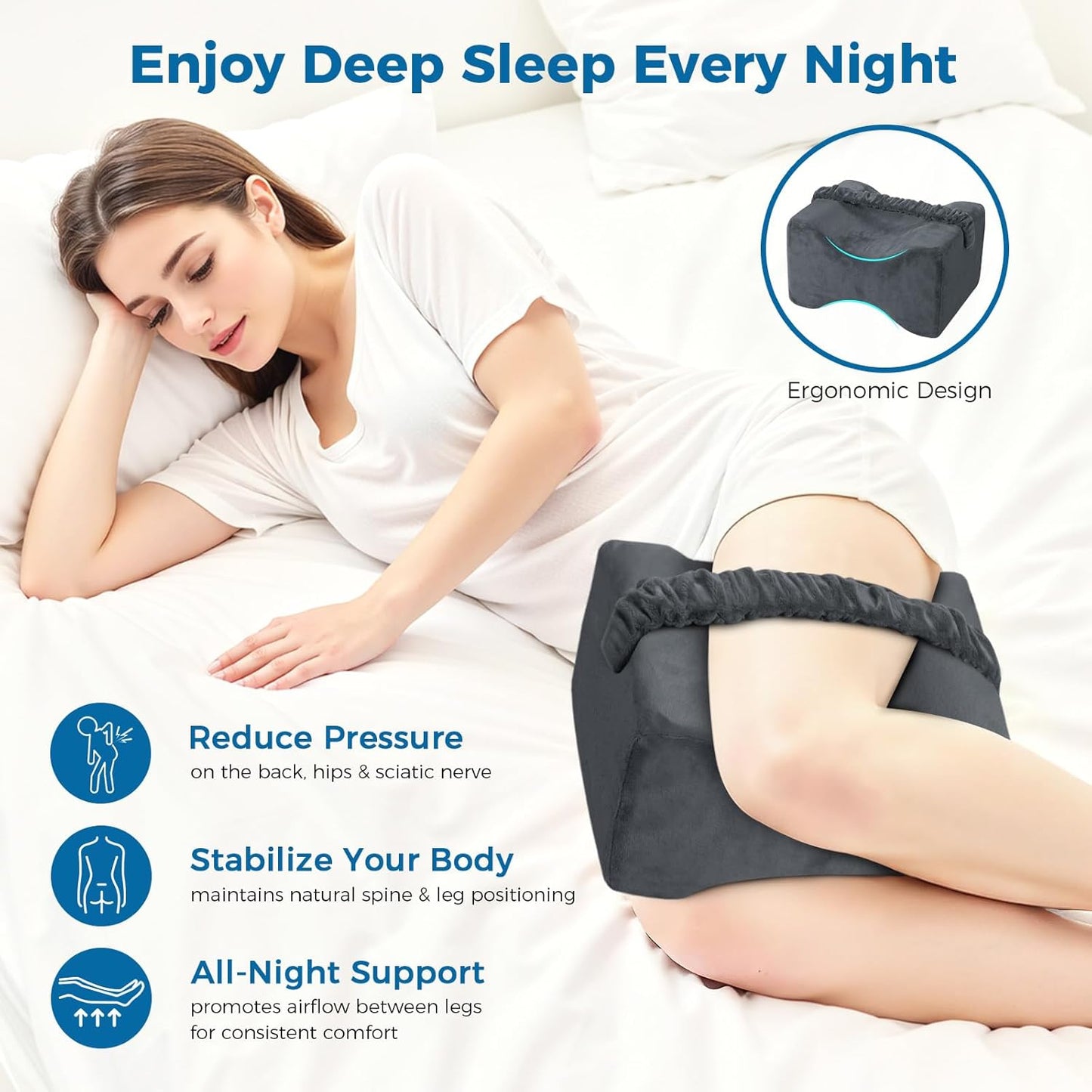 Ergonomic Between Leg Support Pillow for Sleeping Comfort